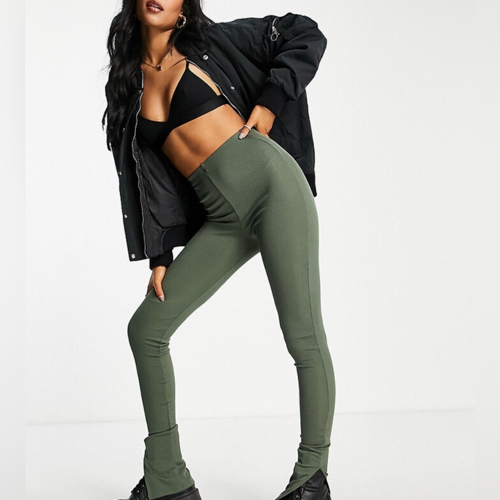 Olive Green High-Waisted Leggings